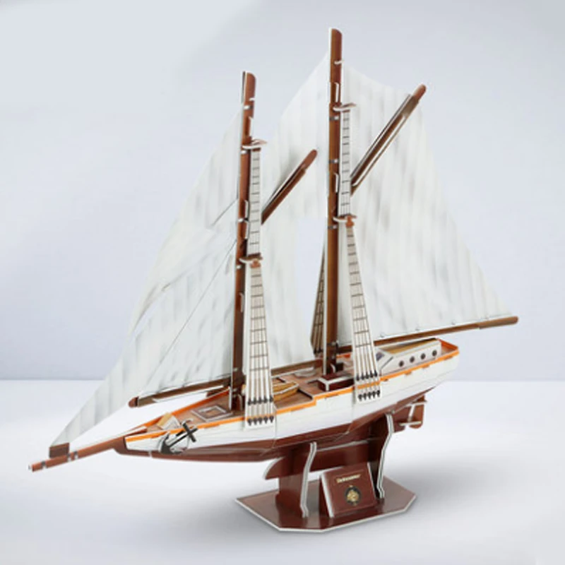 Деревянный корабль игрушки Обучающие здания паром модель парусник собрать