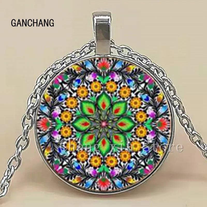 Ожерелье из полированного стекла с изображением народного искусства модные