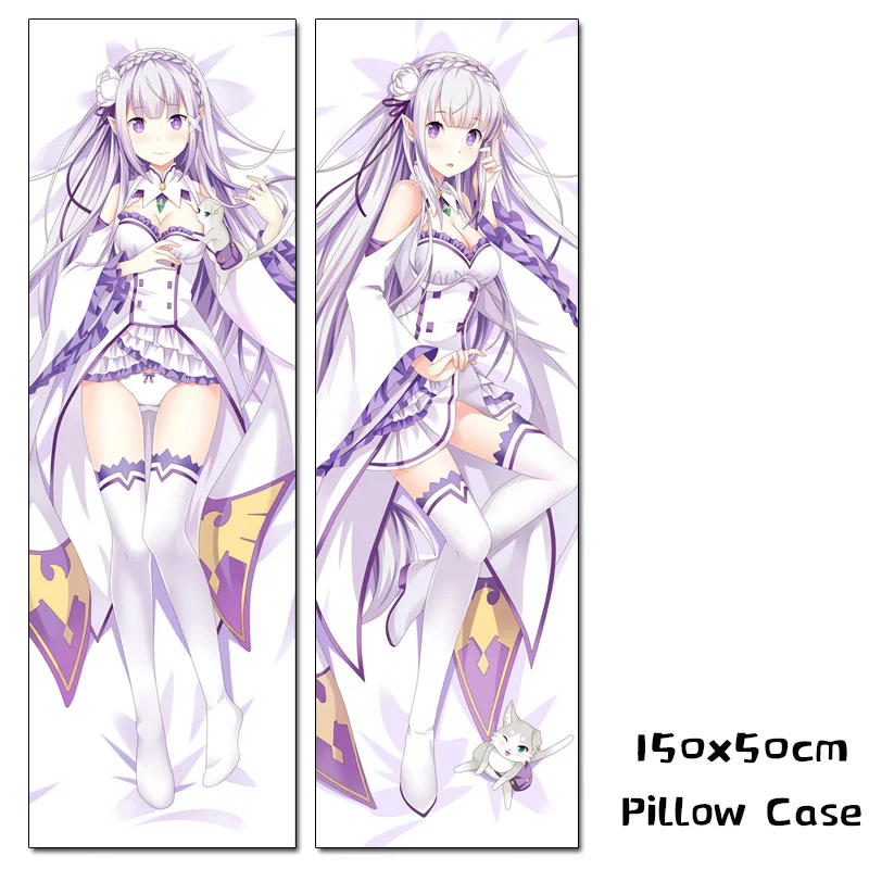 2020 аниме Re: Zero Kara Hajimeru Isekai Seikatsu Emilia Dakimakura Чехол для подушки тела 150x50 см костюм