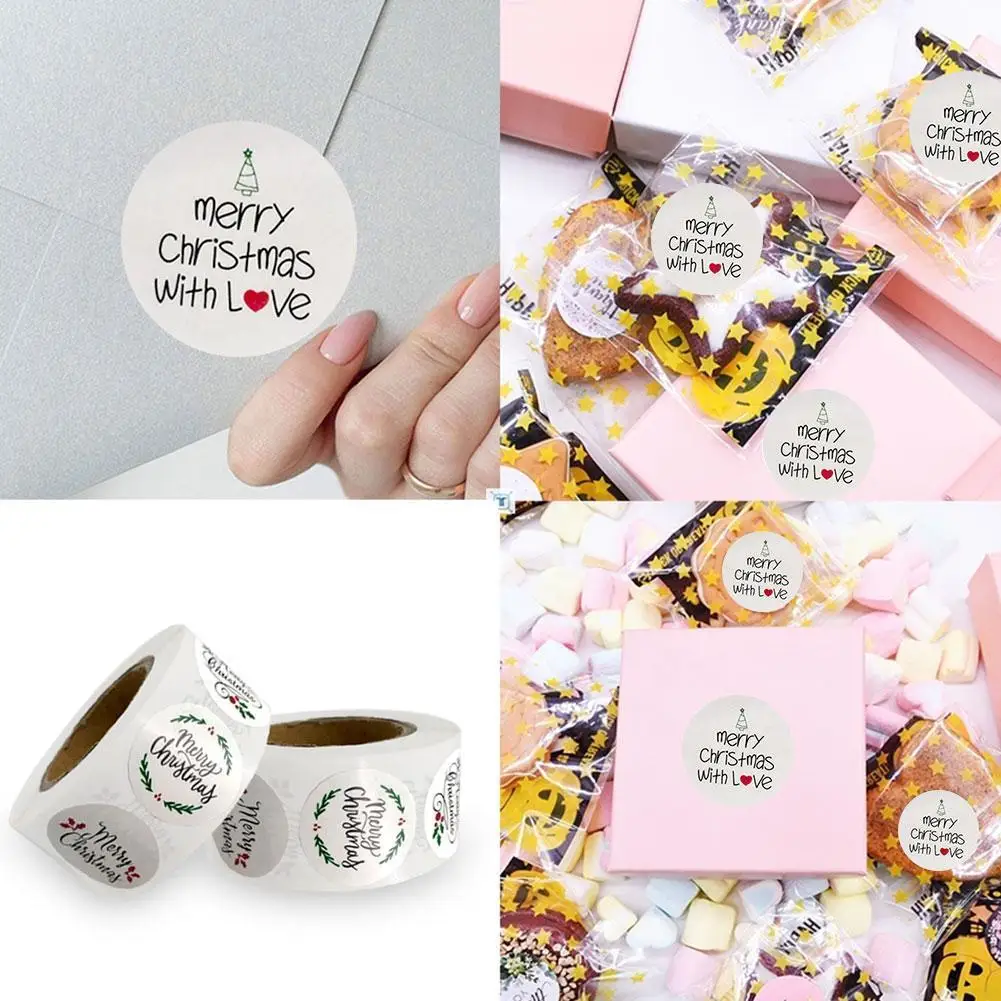 

500 шт., декоративные наклейки на рождественскую тематику, 2,5 см