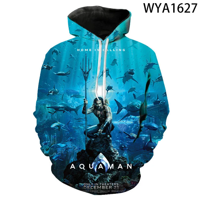 Новые толстовки с 3D принтом Aquaman для мужчин и женщин детский пуловер длинным