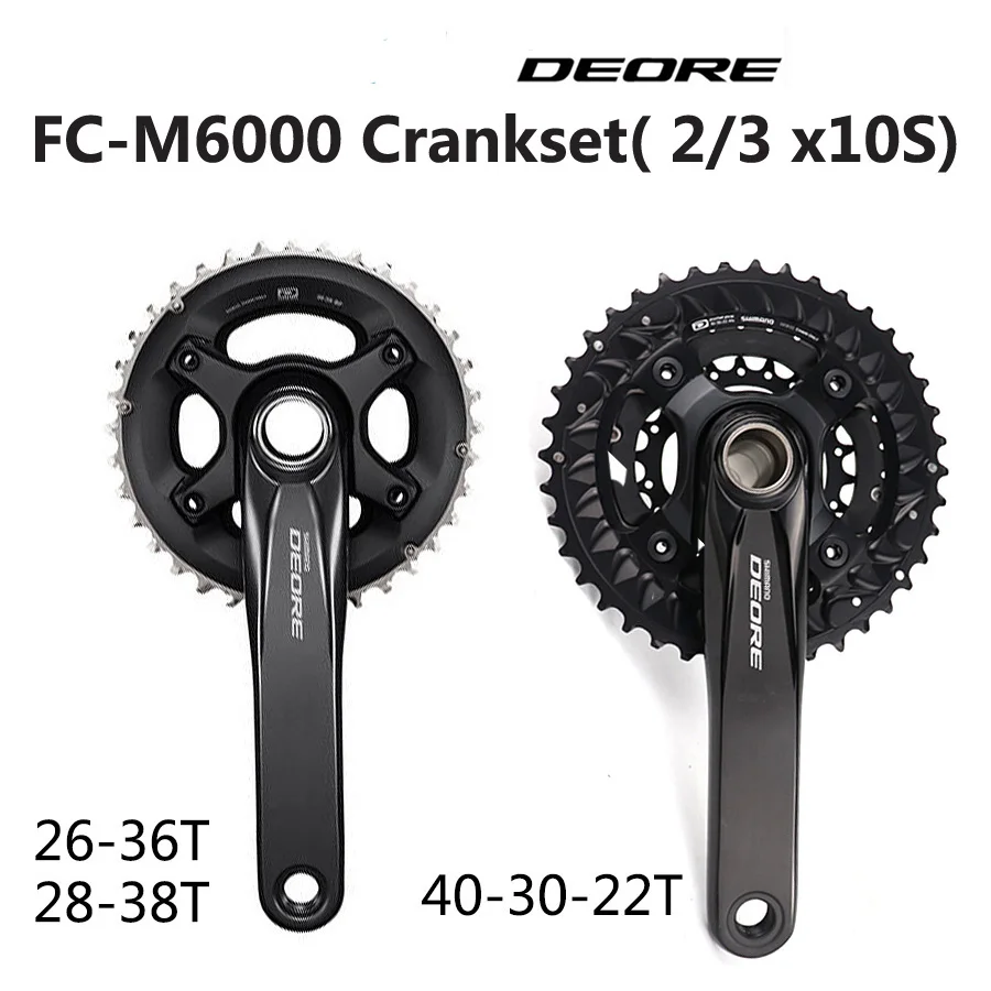SHIMANO DEORE FC M6000 2x10 3x10-скоростной велосипед mtb шатун с BB52 Нижний Кронштейн 40-30-22T 26-36T 28-38T 170 мм запчасти для велосипеда