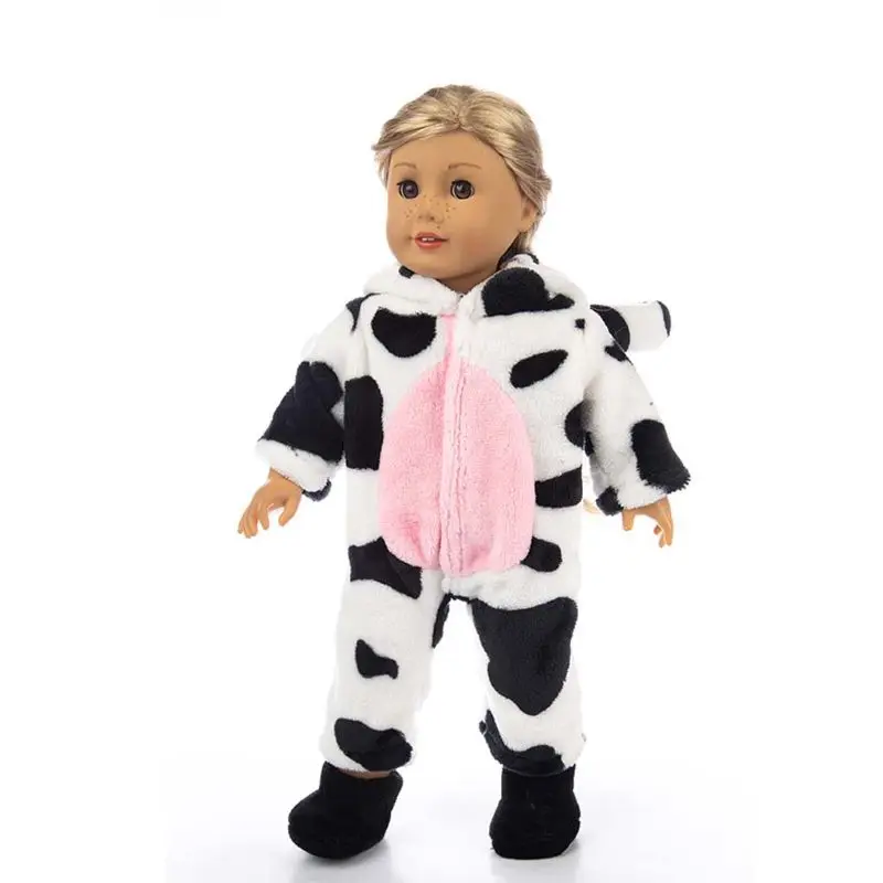 

Doll Dress Up Clothes Set Cute Warm One-piece Pajamas and Shoes for 18 Inches US Girl Doll Accessories Children Gift