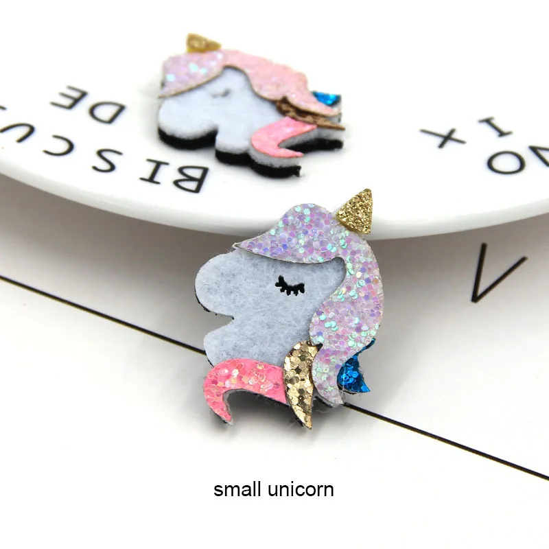 small size 8 шт/лот два размера Блестящий Единорог Мягкие аппликации для детей заколка для волос аксессуары и аксессуары для одежды - Цвет: small size