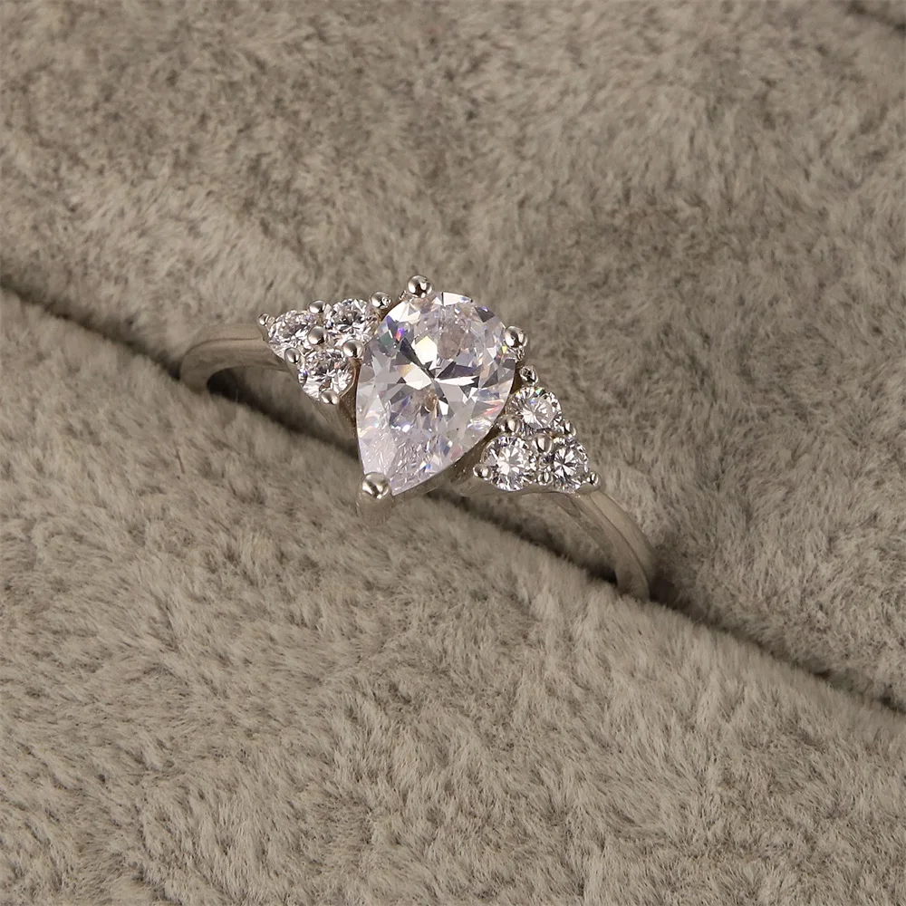 

Classic of European and American fashion 925 sterling silver ms angel heart ring pure platinum zircon crystal jewelry gifts