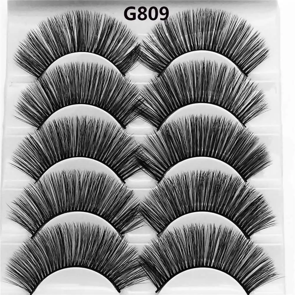 G809 Eyelash variety selection 5 pairs of 3D mink hair false eyelashes thick small beam eyelashes natural cross - Цвет: G809