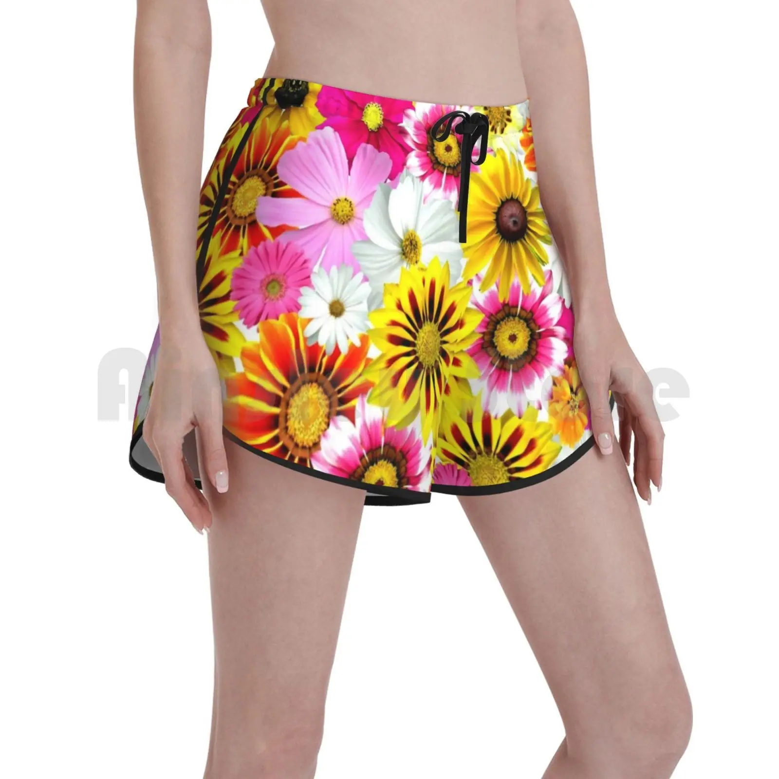 

Морской Цветы плавать шорты женские пляжные шорты с цветами, полные комплекты цветы коллаж море цветов, весенне-летние цветные рад