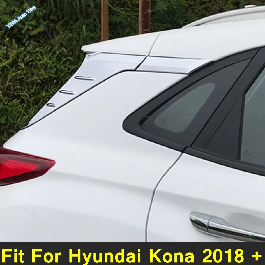 

Lapetus ABS Accessories For Hyundai Kona 2018 - 2022 Auto Bright Style Rear Window Spoiler Side Bevel Panel Cover Trim 4 Piece