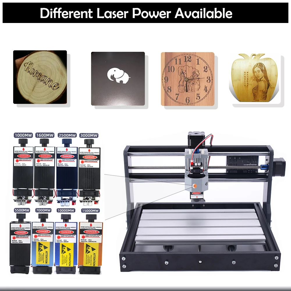 

CNC 3018 Pro Router Carving Laser Engraving Machine GRBL 1W 3W 5.5W 10W 15W PWM Laser Kit