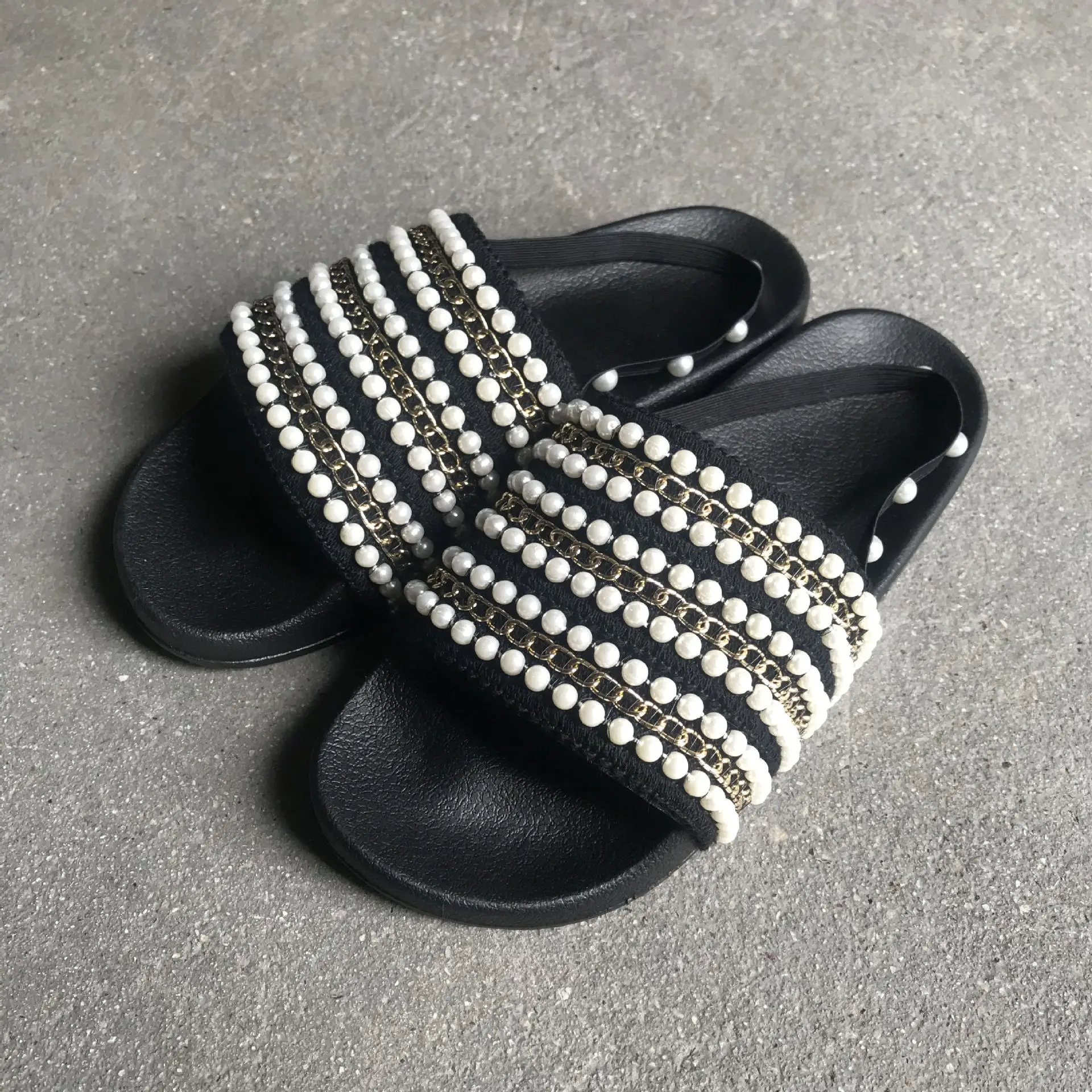 

Pearl Sandals Large Size Fashion Womens Shoes 2021 Summer Heels Suit Female Beige Big Luxury Flat Comfort Girls