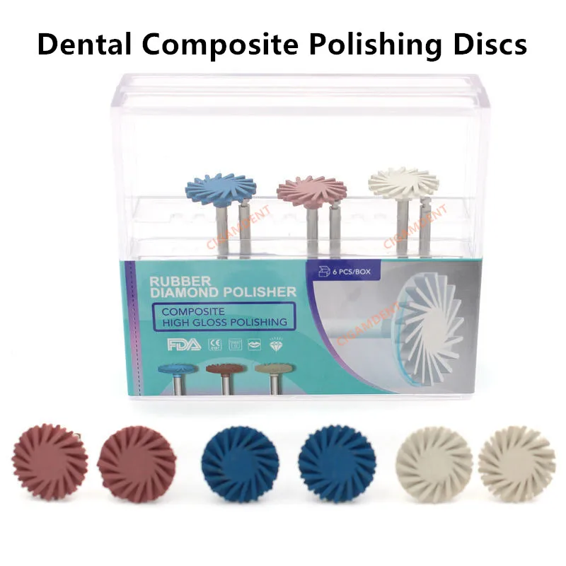 5Box/30Pcs Dental Rubber Teeth Polisher Composite Resin Polishing Disc Wheel Kit Diamond Burs System RA Spiral Flex Brush