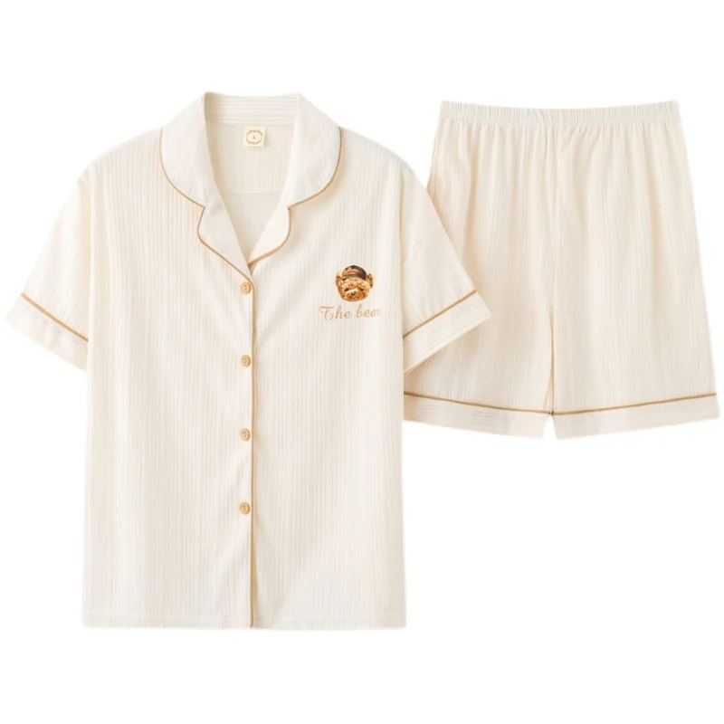 

Pajamas Summer Short Sleeve Shorts Pure Cotton Thin Sweet Girls Can Wear Men's Home Suit