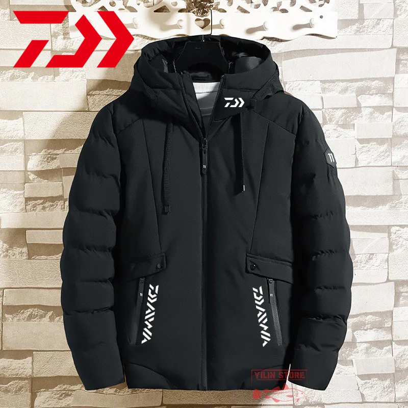 

Daiwa Fishing Clothes Men Outdoor Windproof Thickened Hooded Ski Down Jacket Winter Waterproof Warm Mountaineering Fishing Jacke