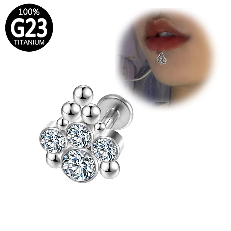 

G23 Titanium Tragus Helix Lobe Ring Cartilage spiral Internal Zircon Lip Ear Bar Piercing Body the diaphragm Nail Sexy jewelry