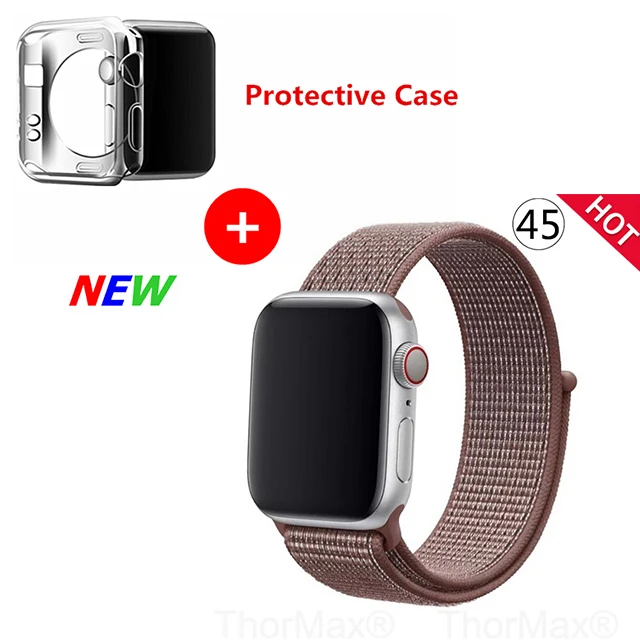 Нейлоновый спортивный бесшовный ремешок для наручных часов iwatch, 4 цвета, в полоску, легкий мягкий сплетенный ремешок для наручных часов Apple Watch 4 серии 3/2/1 38 мм 42 мм 40 мм 44 мм - Цвет ремешка: 45-Smokey Mauve