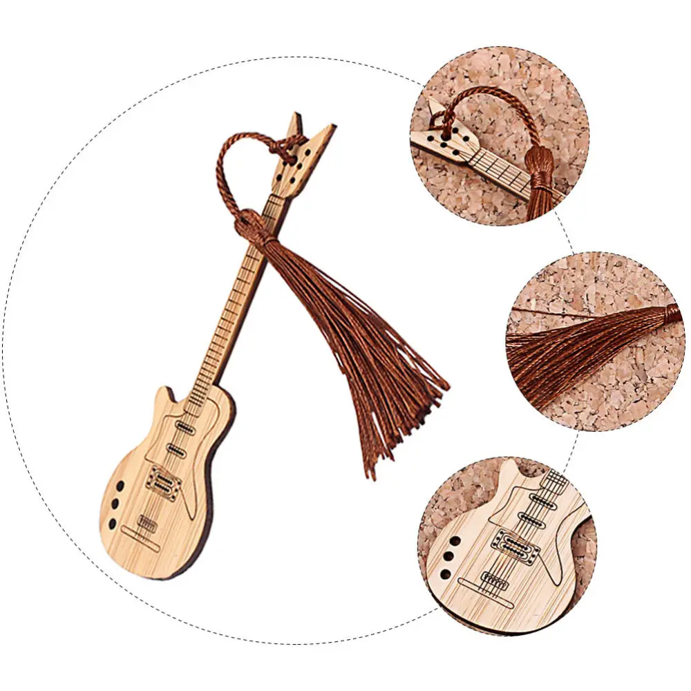 

Guitar Shape Bamboo Creative Book Mark Decoration Bamboo Page-marker