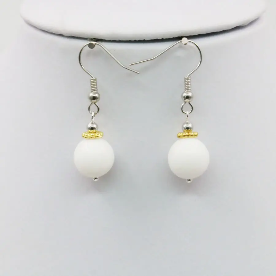 

Белые серьги-подвески Tridacna, серьги-капли из натурального камня на удачу, круглые бусины, модные дизайнерские украшения для женщин и девушек,...