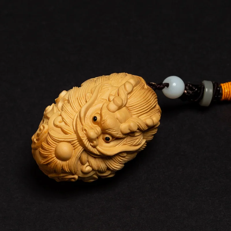 

Семейная поделка статуя из массива дерева Счастливый Китайский дракон фэн-шуй кулон домашний декор