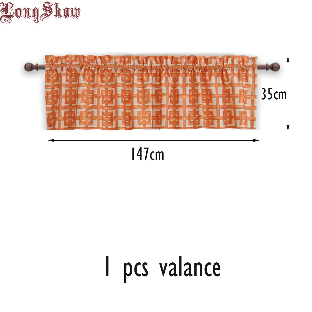 1pcs valance Современный Декор для дома оранжевый цвет геометрический стержень карман толстый Гладкий плюшевый кухня окна двери шторы балдахин - Цвет: 1pcs valance