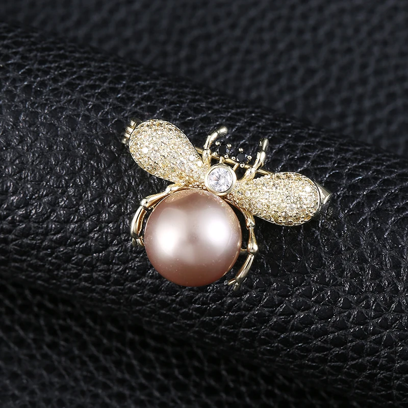 Винтаж крошечные с искусственным жемчугом пчела броши насекомыми шпильки белым