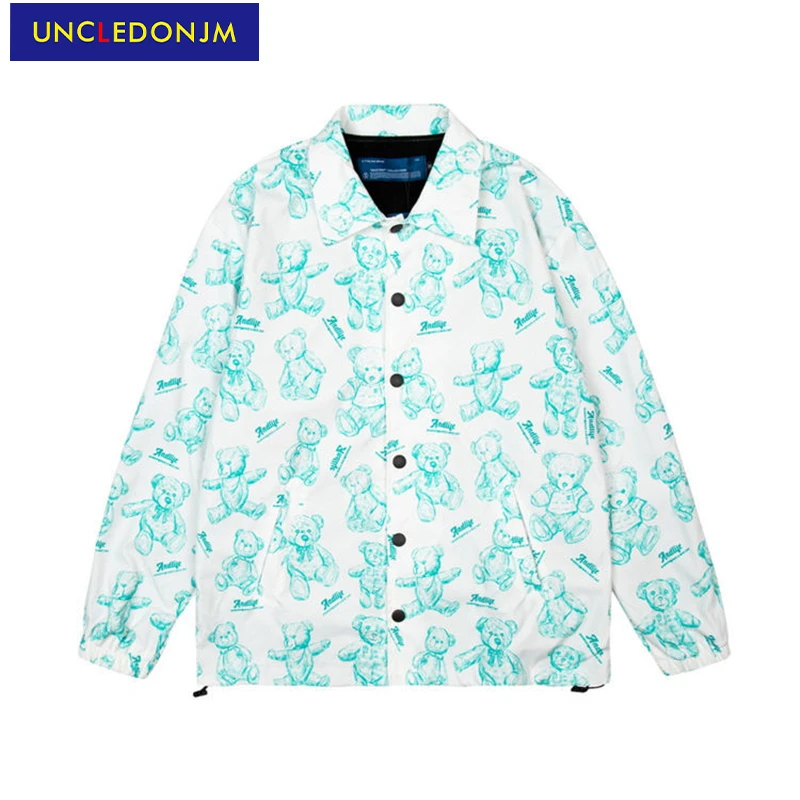 

UNCLEDONJM Fashion bear full print jacket men women funny streetwear Harajuku oversized jacket casual coats