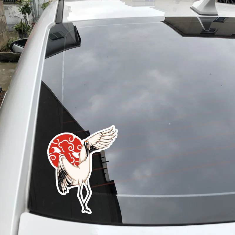 YJZT 15.5CM*12.2CM Interesting Animal Red-Crowned Crane Decor Car Sticker PVC C29-1270 | Автомобили и мотоциклы
