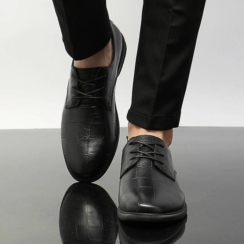 genuine leather Shoes Men Brand Office Fashion Male design luxury lace up Footwear high quality office Men's oxfords | Обувь