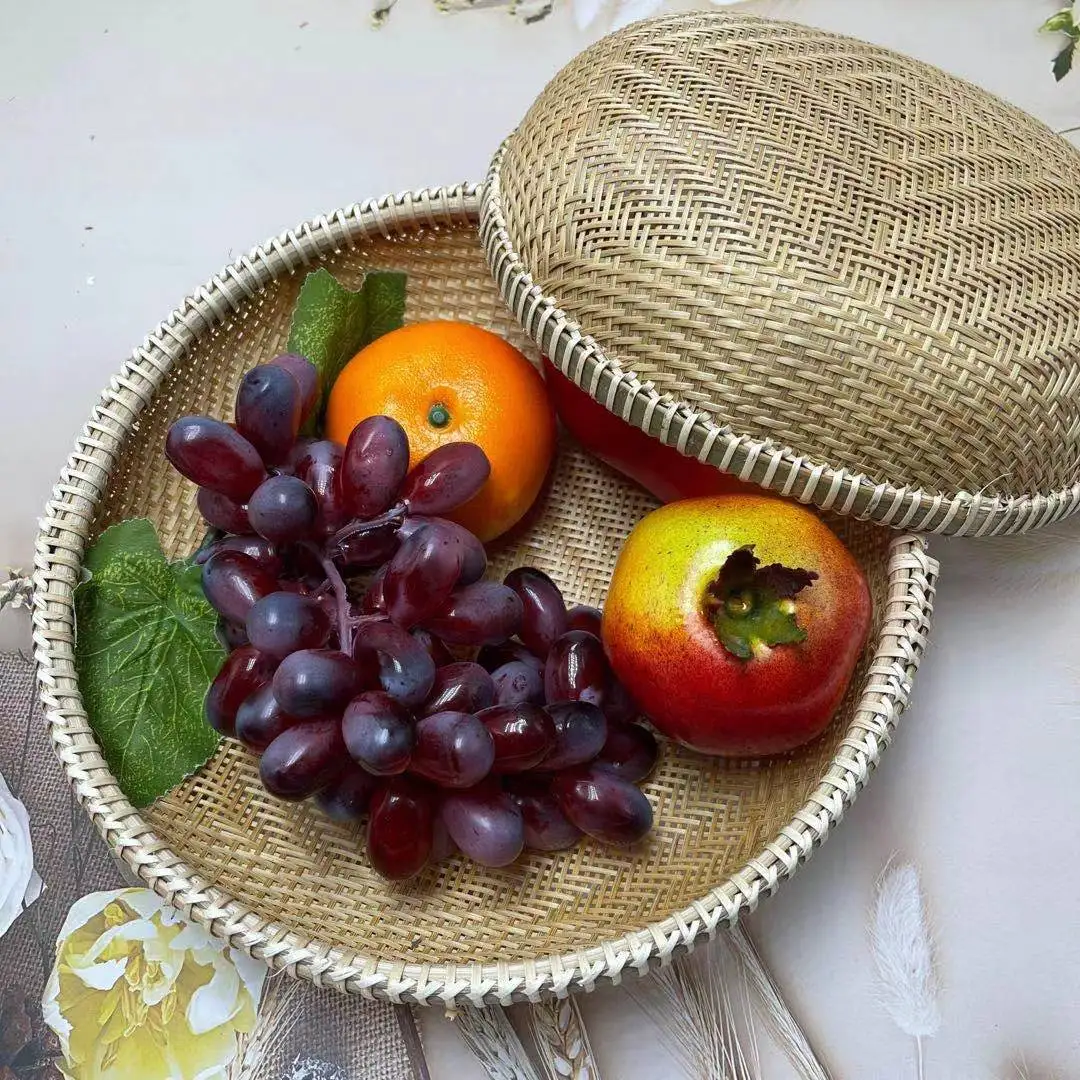 

Полый пылесборник, Круглый shaukei, Непористая ткань, корзина ручной вязки, изящный бамбуковый Плетеный продукт, белый ротанговый край