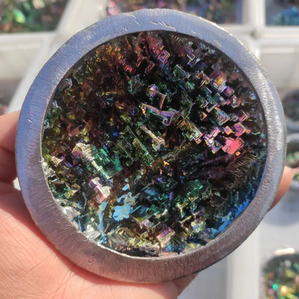 

1pcs Beautiful Natural Bismuth Ore Intact Bowl Shape Stone Mineral Specimen Rainbow Colorful Decoration