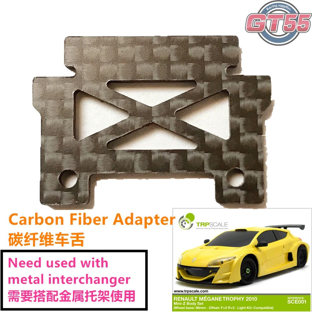 Переходник GT55racing 1/28 MINI Z TRPscale Megane Trophy V6 2010, углеродное волокно для Kyosho MINI-Z MR03 AWD ATOMIC GL