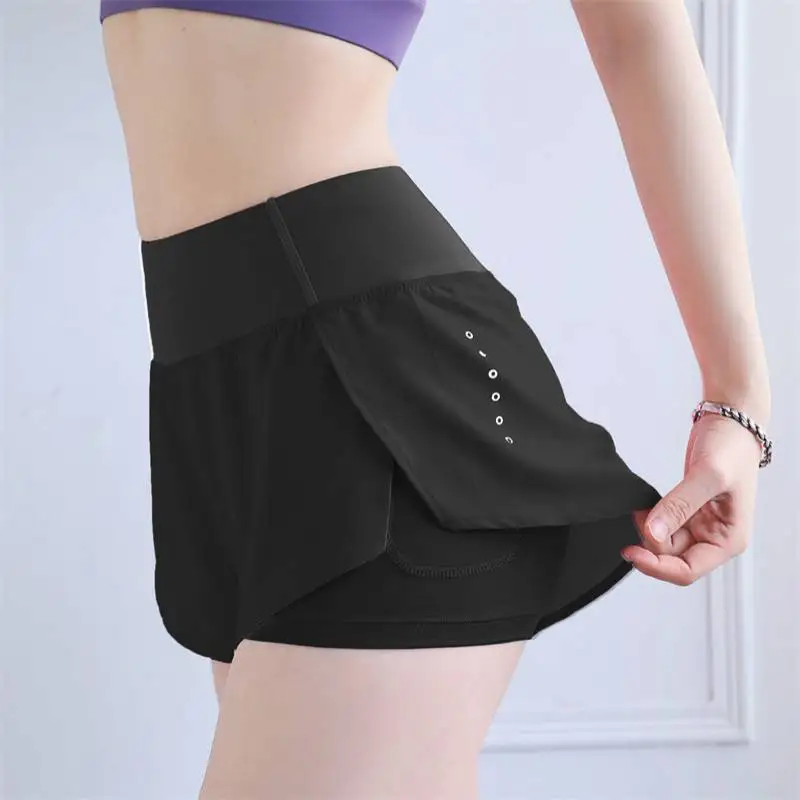 Женские шорты для бега 2 в 1 с эластичной талией облегающие и йоги женские