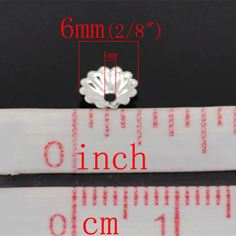 DoreenBeads медные шапочки для бусин цветок посеребренный полосатый узор сделай сам