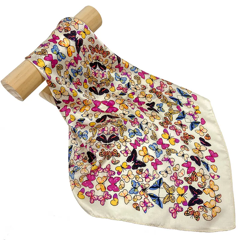 Natural Silk Scarf Women Bandana Female Butterfly Hair for Headband Fashion Women's Square Cool Head |