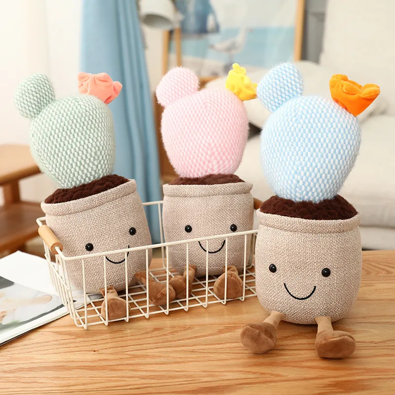 

Lifelike Cactus Flowers Plush Stuffed Toys Creative Potted Flowers Plush Soft Bookshelf Decor Plant Doll Pillow Girls Gift