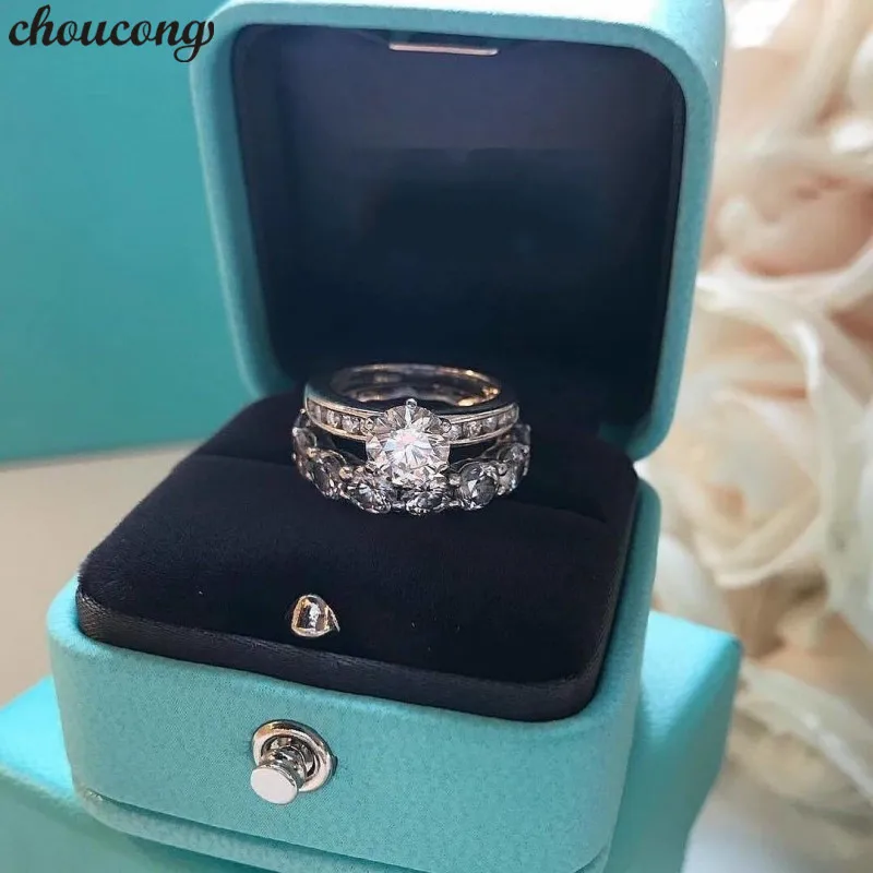 Женский набор женских колец choucong роскошные обручальные кольца из стерлингового