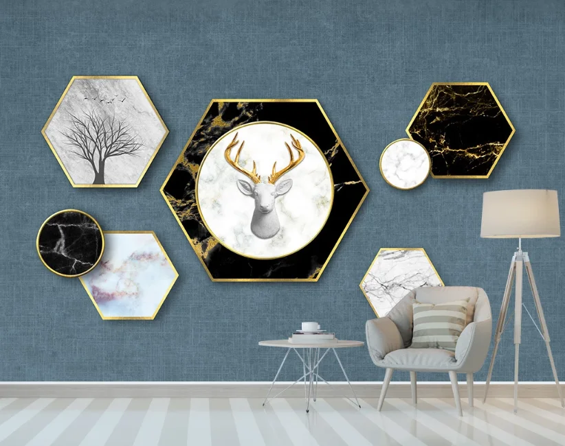 Оригинальные скандинавские однотонные геометрические мраморные олени