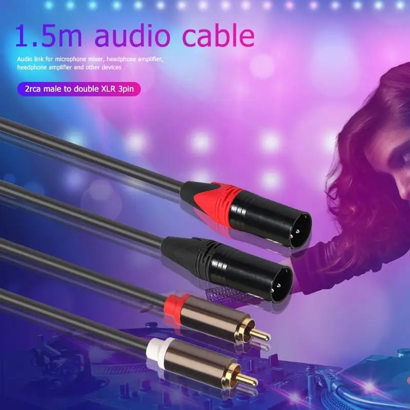 1 5 м аудио кабель 4.9ft двойной RCA штекер на XLR 3pin мужской адаптер Шнур для микрофона
