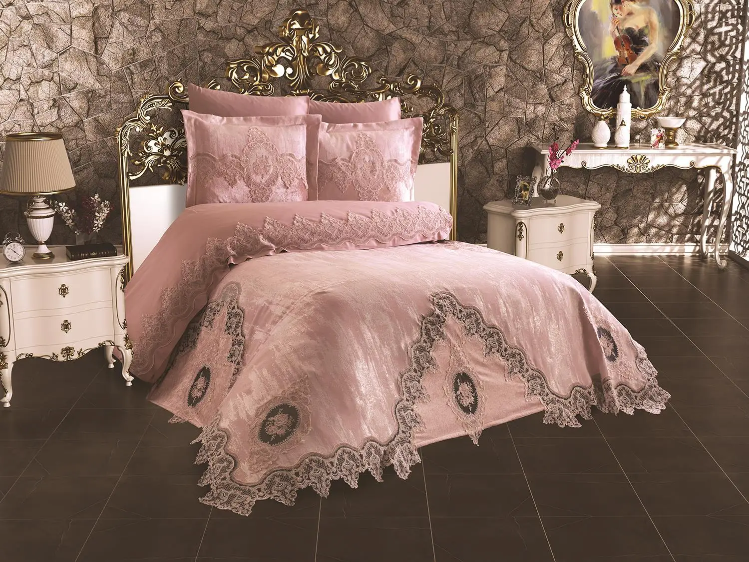 

French Laced Dowry Pique Set Dilara Powder