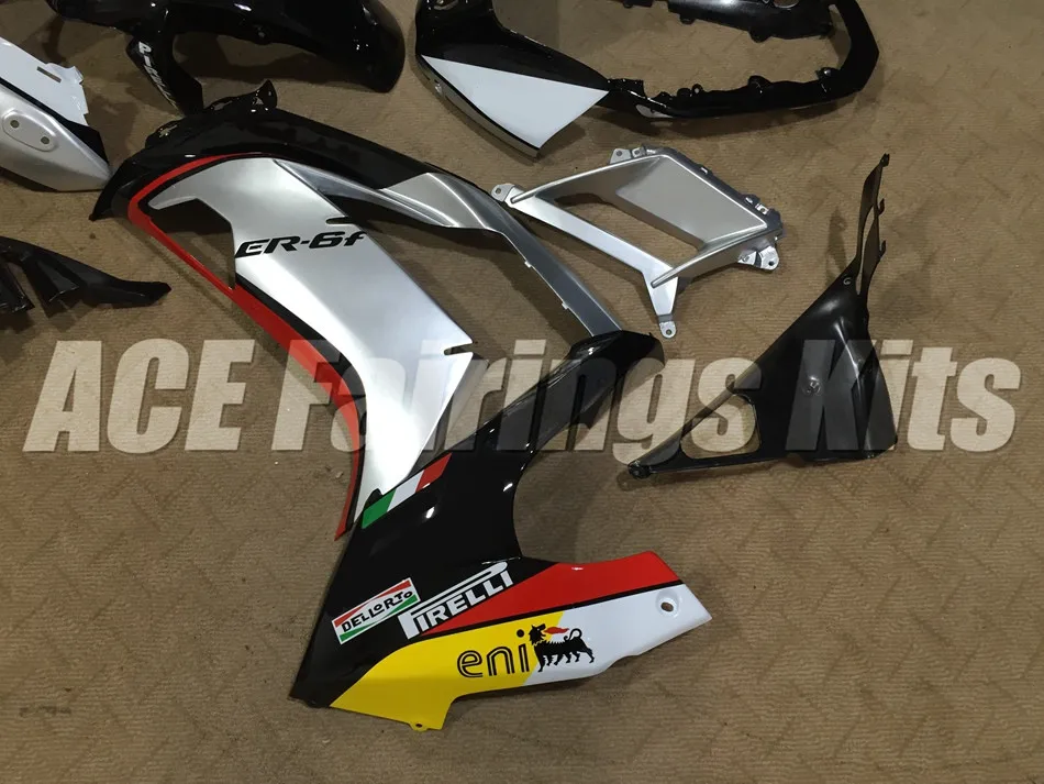 Легко Установка ABS Обтекатели комплект подходит для Kawasaki Ninja 650R ER-6F для детей возрастом 12, 13, 14, 15, 16 650 ER6F 2012 2013, серебристый, красный цвета