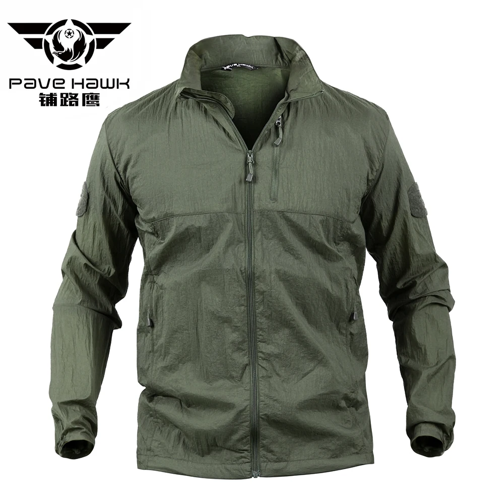 

PAVEHAWK Mens Fashion Outerwear Windbreaker Men's Thin Jackets Hooded Raincoat Casual Sporting Coat Military Tactical Army
