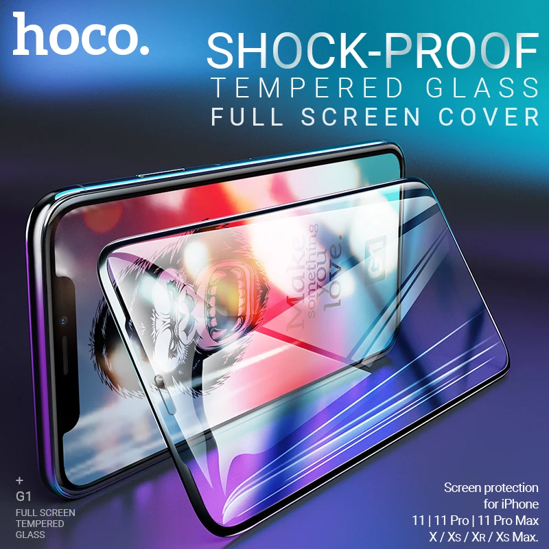 hoco закаленное стекло для iPhone 11 Pro Max X Xr Xs протектор экрана телефона полное