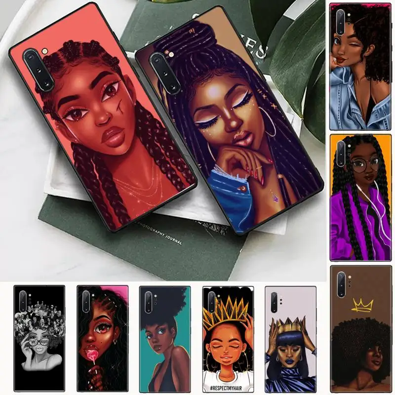 

Afro Girls Black Women Art Phone Case For Samsung Galaxy S8 S9 S10 Plus S10E Note 3 4 5 6 7 8 9 10 Pro Lite Cover Funda Shell