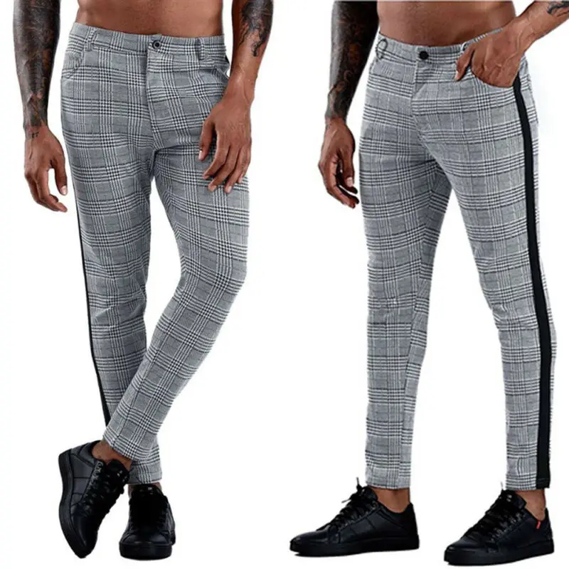 

Men's Pants Men Casual Long Work Formal Outdoor Summer Bottoms Men Pants Fashion Clothing Plaid Trousers
