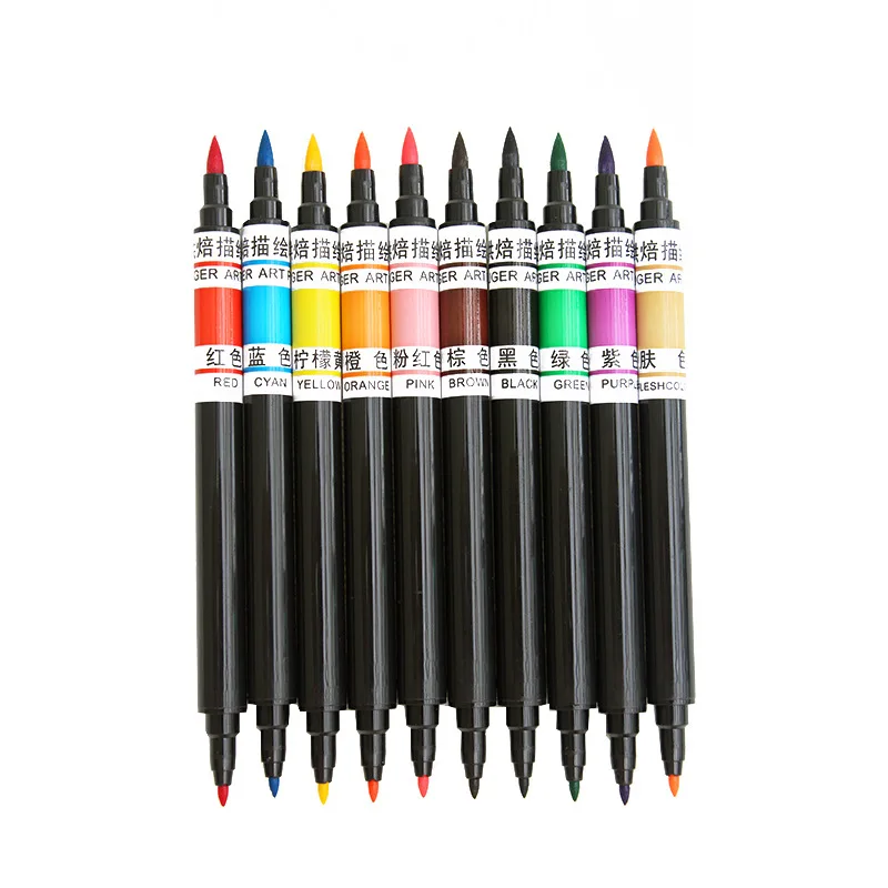 Pluma de pigmento de doble punta para hornear, pintura de pastel, gancho, galleta, juego de pluma de pigmento de escritura de macarr&oacute;n pintado a mano DIY-3