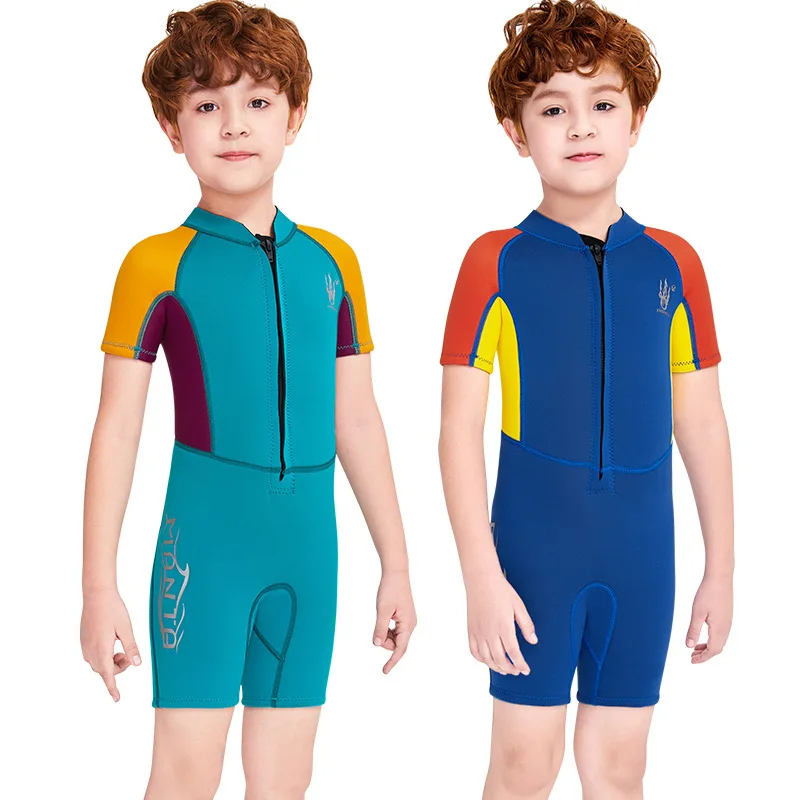 

2.5MM neoprene Wetsuit Children's Short sleeve diving suit Scuba Wetsuit Sun-proof Surfing suit snorkeling Boys & girls Swimsuit