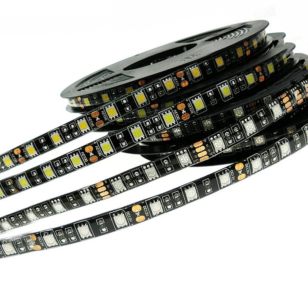 DC12V 5 м черная печатная плата RGB Светодиодная лента гибкая 5050 Водонепроницаемый светодиодный светильник полоса для светодиодный ТВ фоновый светильник ing 60 Светодиодный/м