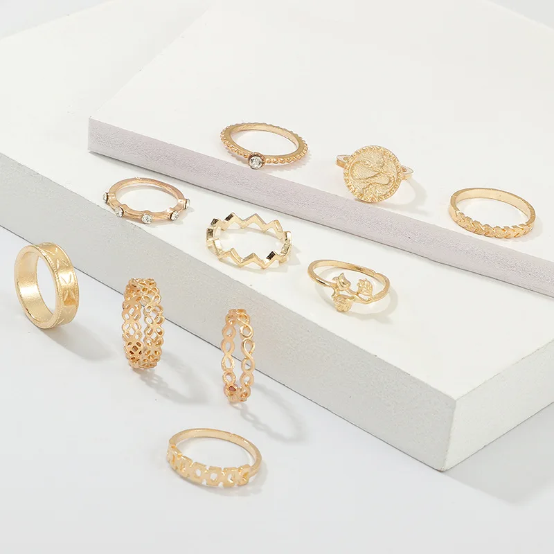 Модные женские кольца 8 шт./компл. набор золотых колец в виде змеи цветка ветки