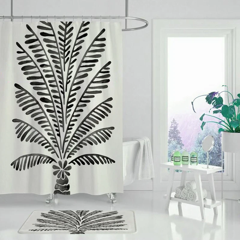 

Shower curtain beautiful vintage flower tropical palm leaf tree flower jungle leaf plant cactus bathroom