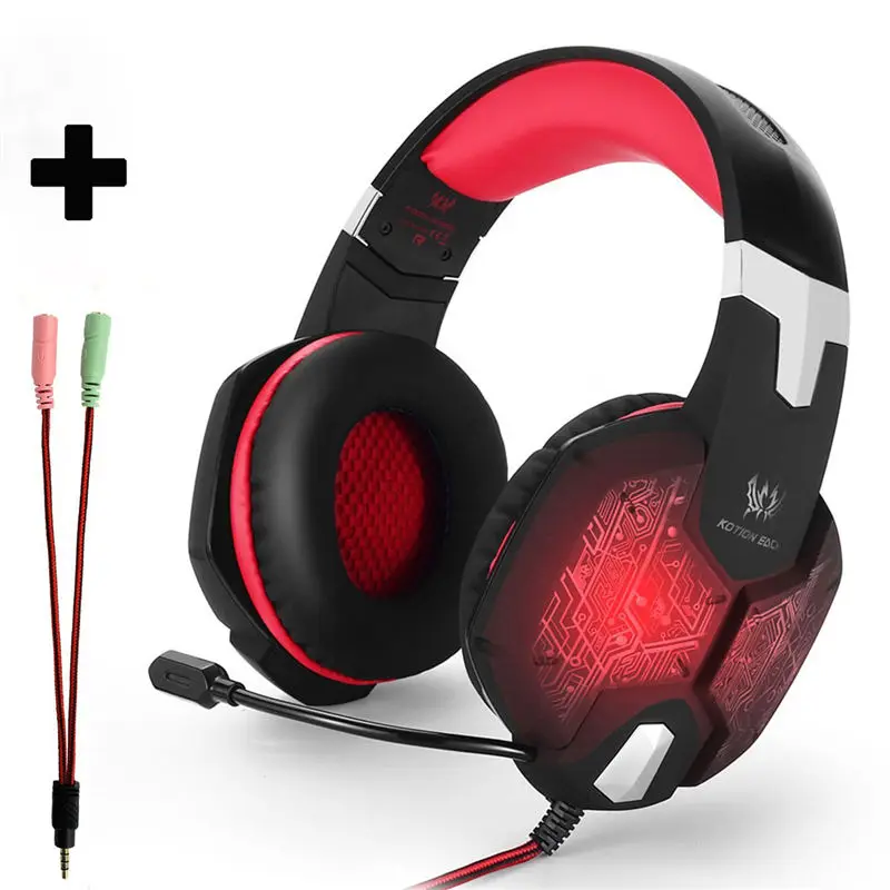 Headphone and Cable Большие проводные игровые наушники для компьютера пк с микрофоном шумоподавлением игровая гарнитура для компьютера компьютерные наушники игровые - Цвет: Headphone and Cable