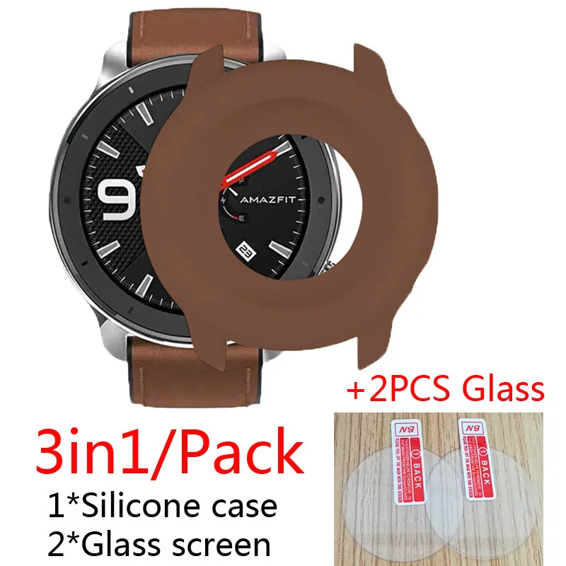 3 в 1/Лот Силиконовый чехол для Xiaomi Huami Amazfit GTR 47 мм смарт часов мягкий корпус +Amazfit